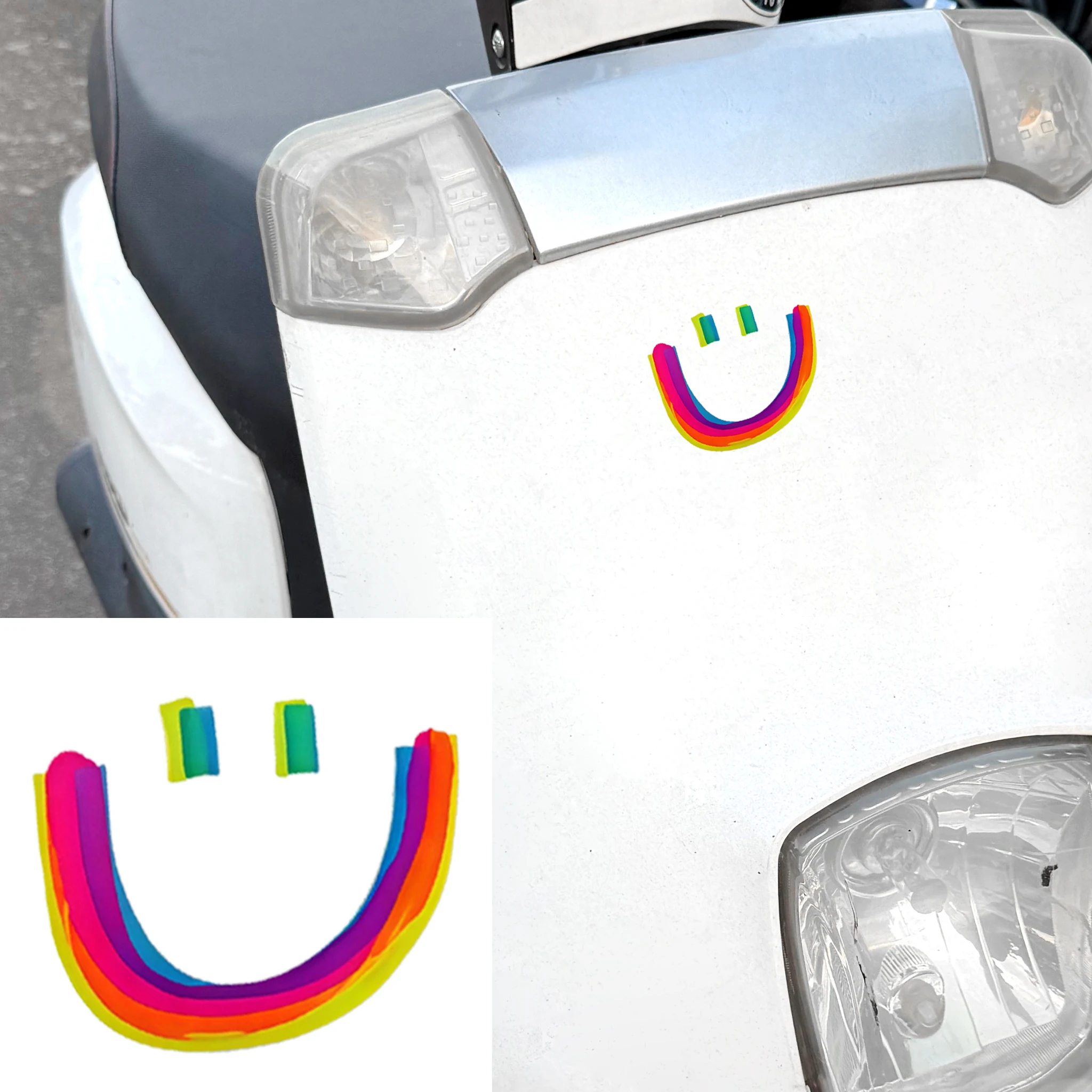 Cute Colorful Smile Decal, Waterproof Wear Resistant Vinyl Sticker, Multi-purpose Ornament for Motorbike, Auto Window & Laptop
Cute Colorful Smile Decal, Waterproof Wear Resistant Vinyl Sticker, Multi-purpose Ornament for Motorbike, Auto Window & Laptop