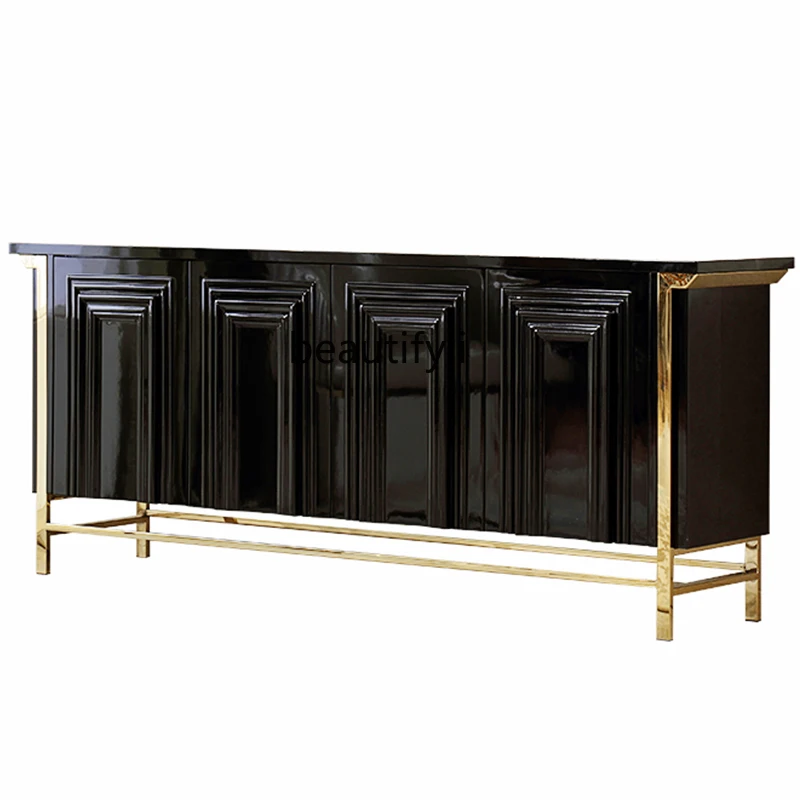 Neoclassical black paint TV cabinet stainless steel floor cabinet villa model house light luxury TV cabinet
Neoclassical black paint TV cabinet stainless steel floor cabinet villa model house light luxury TV cabinet