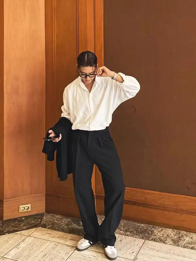 Naples Men's Loose Straight Leg Pants Paris Button Casual Suit West Pants mid Low Waist Long Pants Youthful Vitali Sle
Naples Men's Loose Straight Leg Pants Paris Button Casual Suit West Pants mid Low Waist Long Pants Youthful Vitali Sle