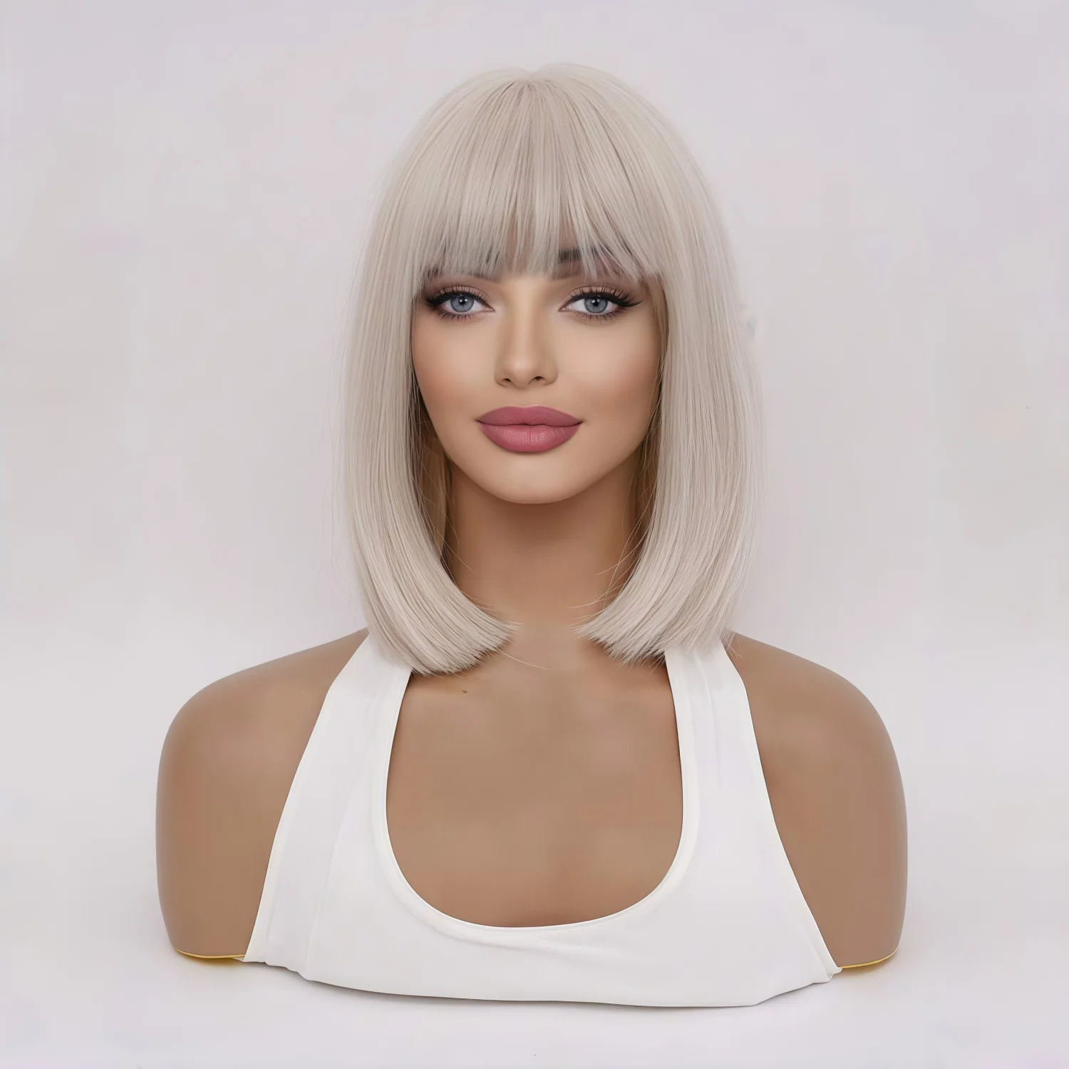 Charming beige short bob wig, women's straight wig with bangs,featuring a soft natural texture and heat-resistant synthetic wig
Charming beige short bob wig, women's straight wig with bangs,featuring a soft natural texture and heat-resistant synthetic wig
