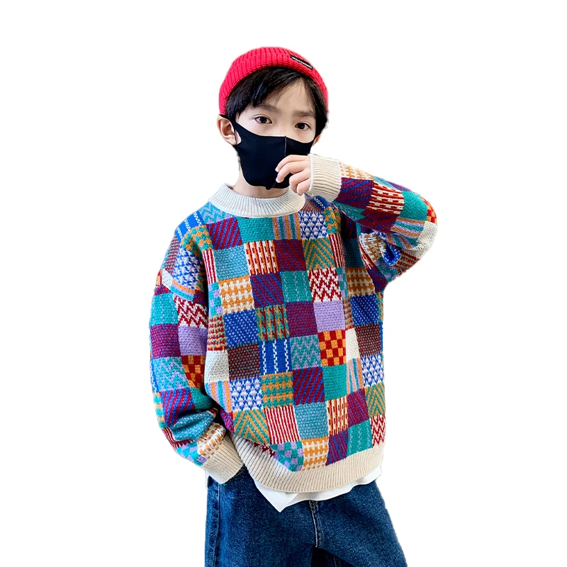 Fashion Children Colored Plaid Sweater for Tweens Boys Stylish Knitted Streetwear Outfit Kids Spring Autumn Knitted Clothing
Fashion Children Colored Plaid Sweater for Tweens Boys Stylish Knitted Streetwear Outfit Kids Spring Autumn Knitted Clothing
