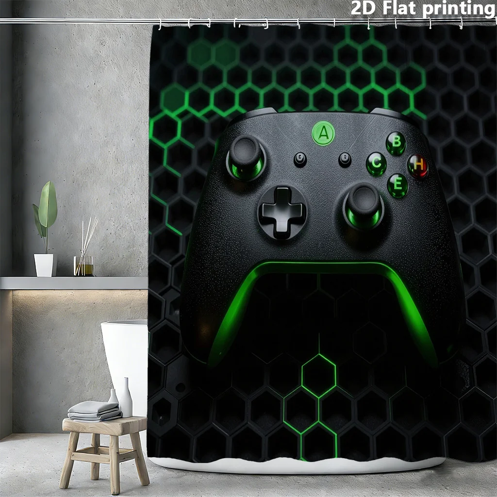 Abstract Tech-Motif Shower Curtain – Geometric Pattern in Forest Green & Black, Polyester, 12 Grommets, Machine Washable, 72×72"
Abstract Tech-Motif Shower Curtain – Geometric Pattern in Forest Green & Black, Polyester, 12 Grommets, Machine Washable, 72×72"