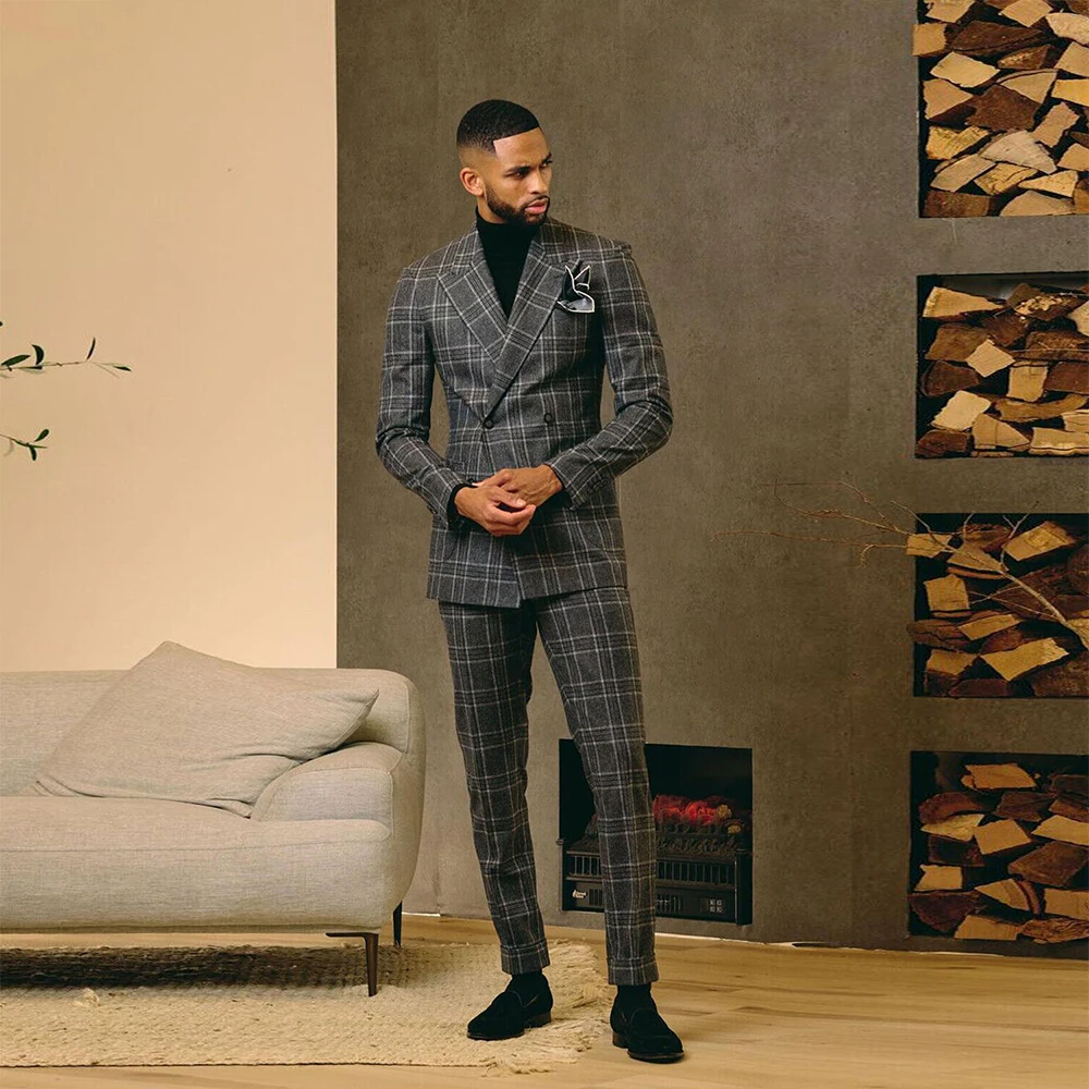 Men's Suits Slim Fit Business Party Plaid Blazer Sets Double Breasted Coat Pants Design Latest Groom Tuxedo Tailored Made 2 Pcs
Men's Suits Slim Fit Business Party Plaid Blazer Sets Double Breasted Coat Pants Design Latest Groom Tuxedo Tailored Made 2 Pcs