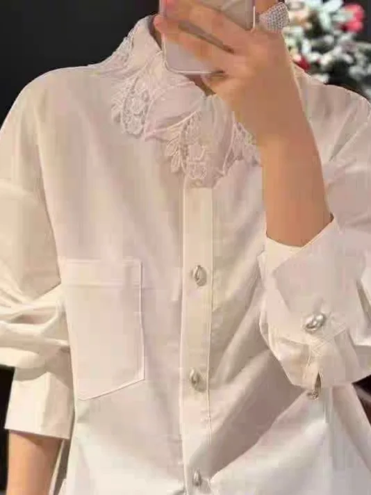 Женская свободная хлопковая рубашка Ele Sle с кружевным воротником, весна 2026, новая модная модель с декоративной пуговицей на одной пуговице
Женская свободная хлопковая рубашка Ele Sle с кружевным воротником, весна 2026, новая модная модель с декоративной пуговицей на одной пуговице