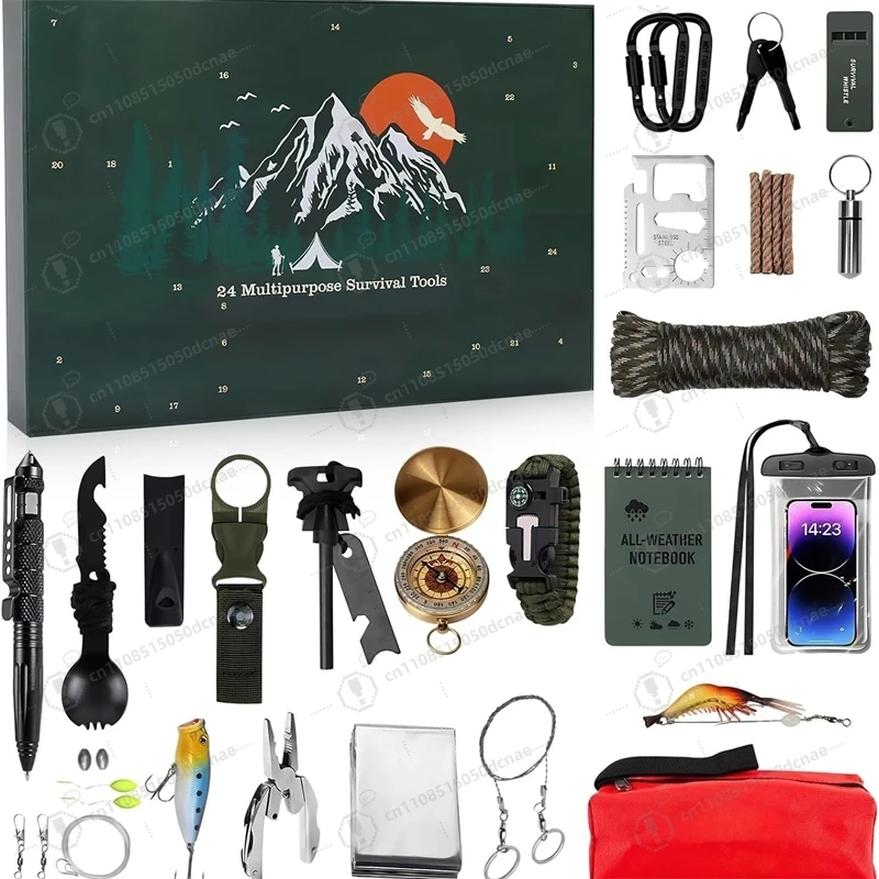 Survival Kit Countdown Calendar 24-Day Weatherproof Metal Tool Set, Emergency Gear For Men, Camping Holiday Gift For Adventurers
Survival Kit Countdown Calendar 24-Day Weatherproof Metal Tool Set, Emergency Gear For Men, Camping Holiday Gift For Adventurers