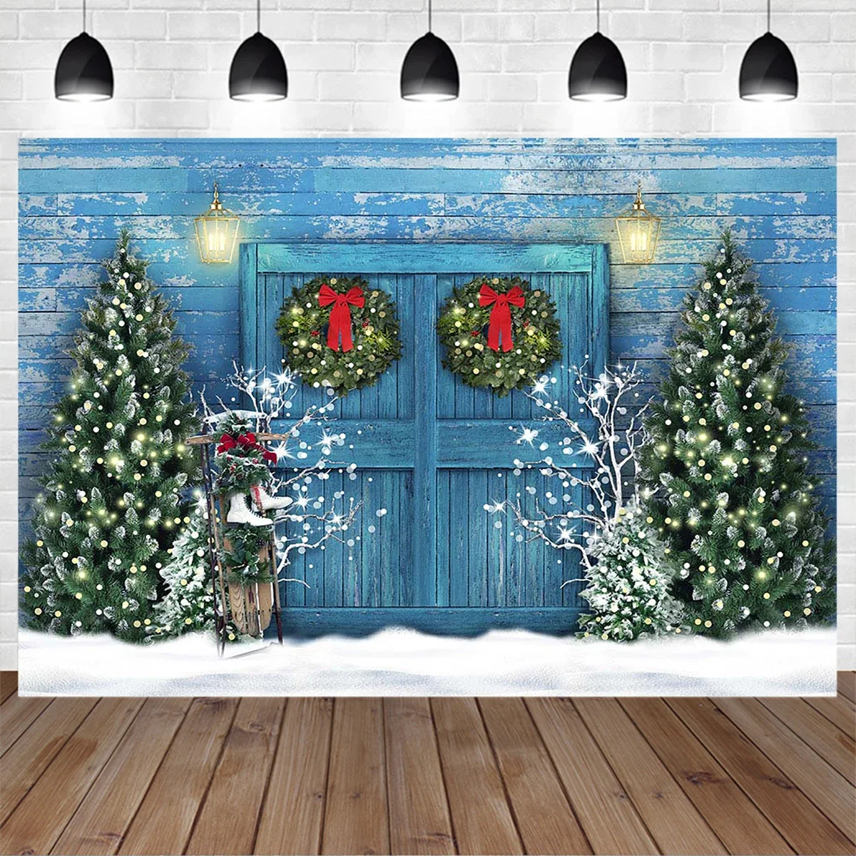 Mocsicka Christmas Retro Blue Door Decor Backdrop Winter Snow Xmas Tree Garland Sled Background Newborn Baby Photography Studio
Mocsicka Christmas Retro Blue Door Decor Backdrop Winter Snow Xmas Tree Garland Sled Background Newborn Baby Photography Studio
