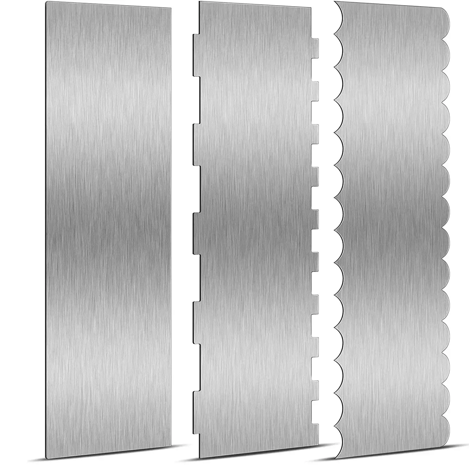 1pcs Stainless Steel Cake Scraper Double Sided Patterned Edge Pastry Comb Smoother Cake Decorating Tools for Mousse Butter Cream
1pcs Stainless Steel Cake Scraper Double Sided Patterned Edge Pastry Comb Smoother Cake Decorating Tools for Mousse Butter Cream
