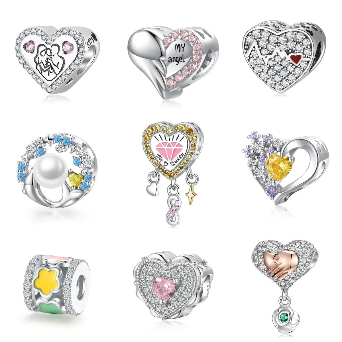 Kataoka 925 Sterling Silver Love Colored Zircon Family Charms for Charms Bracelet Mother & Child Pendant DIY Bracelet Accessorie
Kataoka 925 Sterling Silver Love Colored Zircon Family Charms for Charms Bracelet Mother & Child Pendant DIY Bracelet Accessorie
