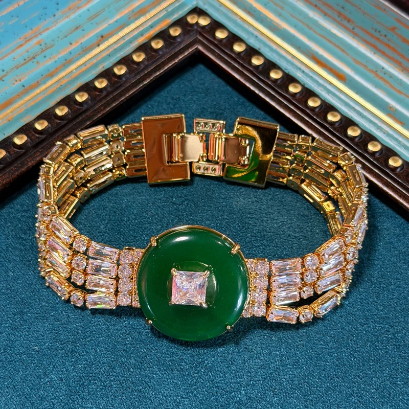 Vintage Zirconia Jewelry Luxury 2026 Bracelet Imitated Jade Emerald Retro Gold Plated 18k Brand Dubai Accessories For Women
Vintage Zirconia Jewelry Luxury 2026 Bracelet Imitated Jade Emerald Retro Gold Plated 18k Brand Dubai Accessories For Women