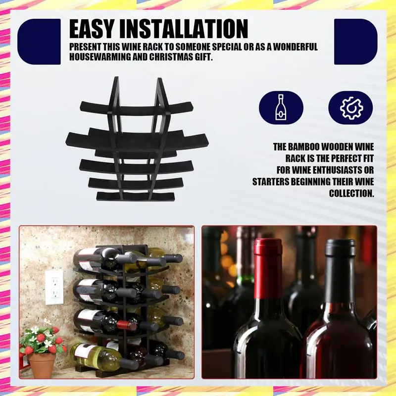 ABJJ Wooden Bamboo Wine Rack 12 Bottle Bar Kitchen Dining Storage Liquor Holder Home Decor Countertop Wine Rack Holder
ABJJ Wooden Bamboo Wine Rack 12 Bottle Bar Kitchen Dining Storage Liquor Holder Home Decor Countertop Wine Rack Holder