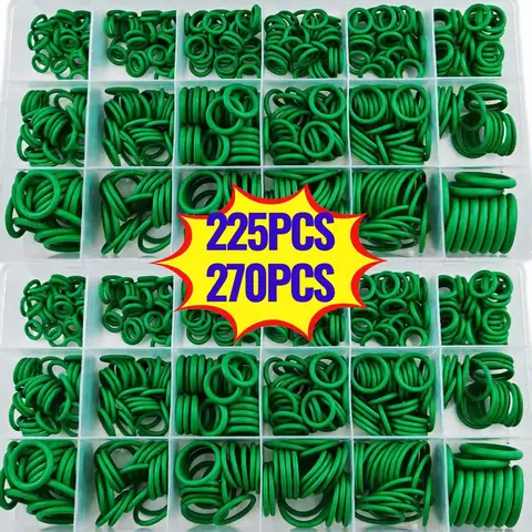 Black 225pcs/green 270Pcs Rubber O-Ring Gasket High Quality Car Air Conditioning System Gasket Universal Washer Assortment