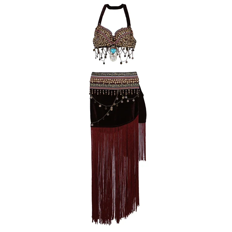 Women Dancewear Size S-XL Outfit 2 pieces Bra and Hip Scarf Overskirt Tribal Belly Dance Costume Set
Women Dancewear Size S-XL Outfit 2 pieces Bra and Hip Scarf Overskirt Tribal Belly Dance Costume Set