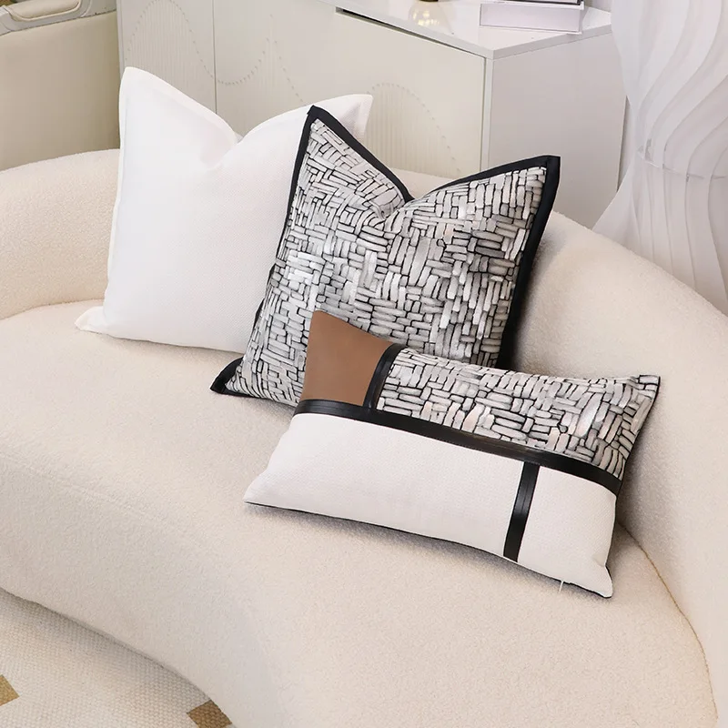 Modern Luxury Geometric Jacquard Cushion Cover High Precision Faux Leather Patchwork Throw Pillow Cover for Sofa Home Decor
Modern Luxury Geometric Jacquard Cushion Cover High Precision Faux Leather Patchwork Throw Pillow Cover for Sofa Home Decor