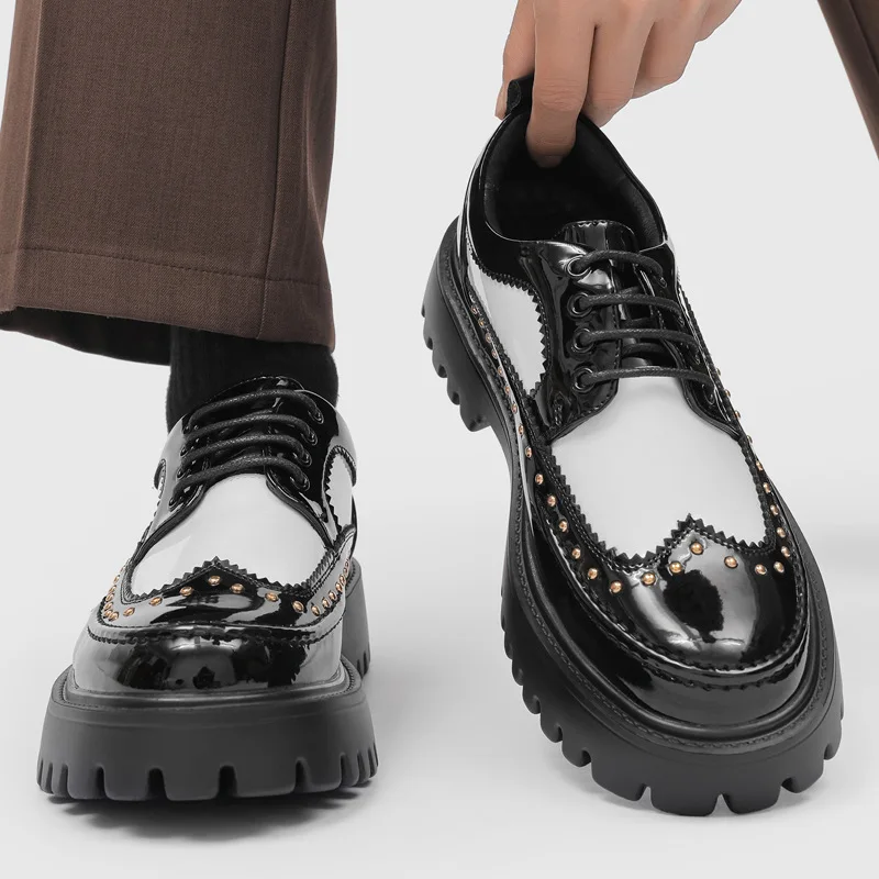 men's casual business wedding patent leather shoes lace-up carved brogue shoe designer platform sneakers stylish cool footwear
men's casual business wedding patent leather shoes lace-up carved brogue shoe designer platform sneakers stylish cool footwear