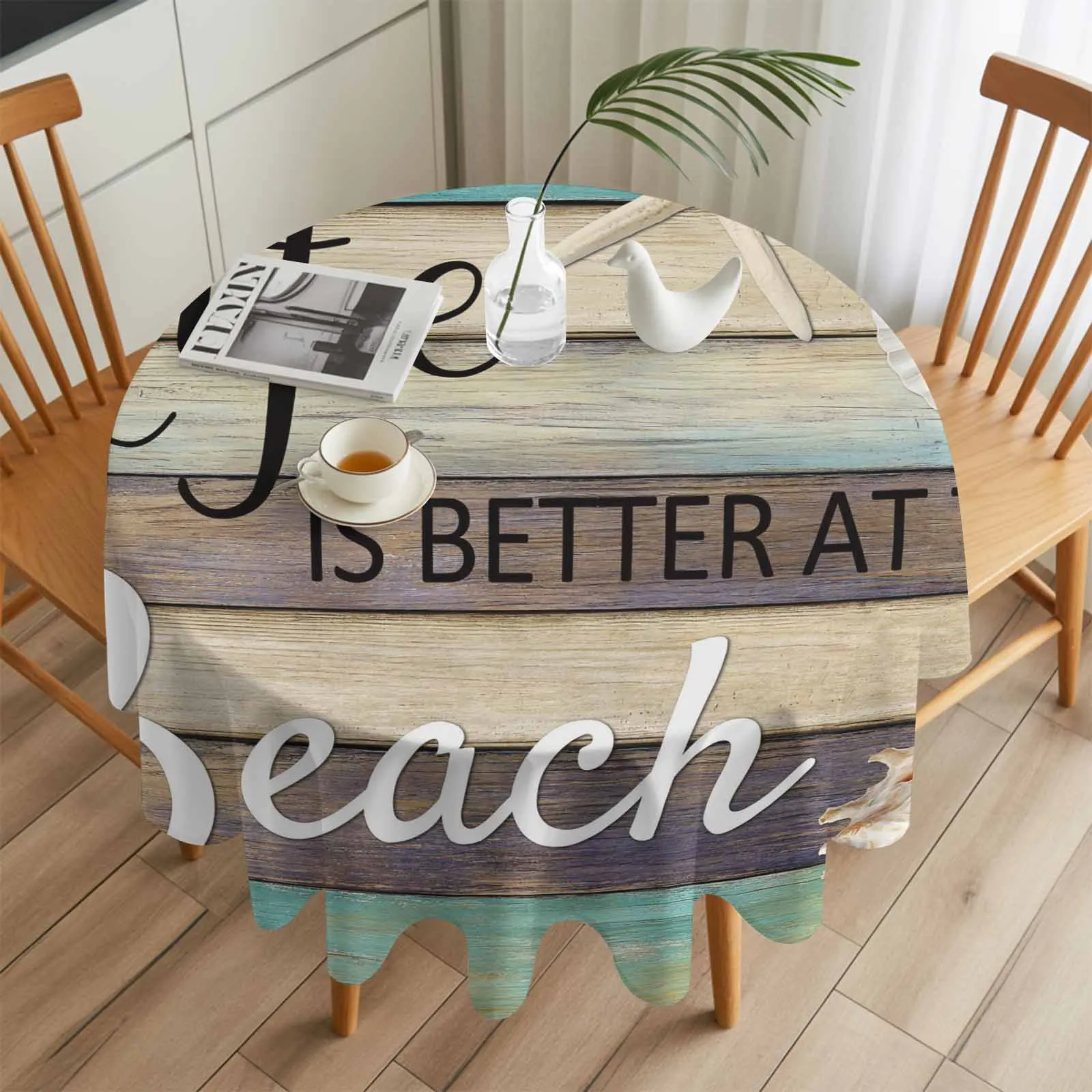 Rustic Life Is Better at The Beach Round Table Cloth Festival Dining Tablecloth Waterproof Table Cover for Wedding Party Decor
Rustic Life Is Better at The Beach Round Table Cloth Festival Dining Tablecloth Waterproof Table Cover for Wedding Party Decor