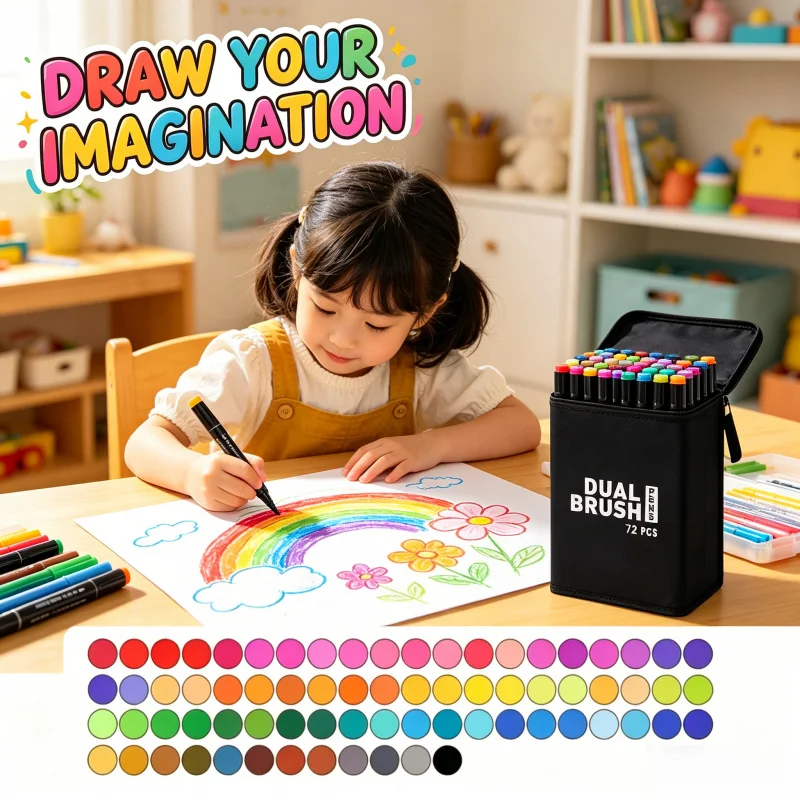 Home Household Dual Tip Brush Marker Pens 72 Colors Watercolour for Kids Adults Manga Art Drawing
Home Household Dual Tip Brush Marker Pens 72 Colors Watercolour for Kids Adults Manga Art Drawing