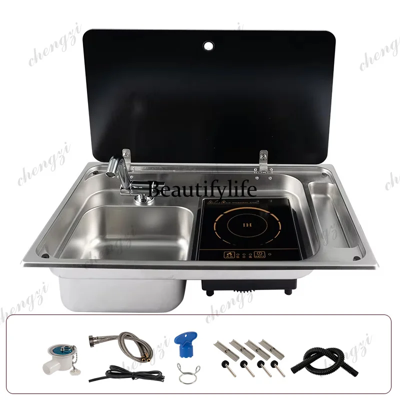 Induction Cooker Combination Unit RV Sink Cooktop Combo with Tempered Glass Stove And 304 SUS Steel Lid for Caravan Motorhome
Induction Cooker Combination Unit RV Sink Cooktop Combo with Tempered Glass Stove And 304 SUS Steel Lid for Caravan Motorhome