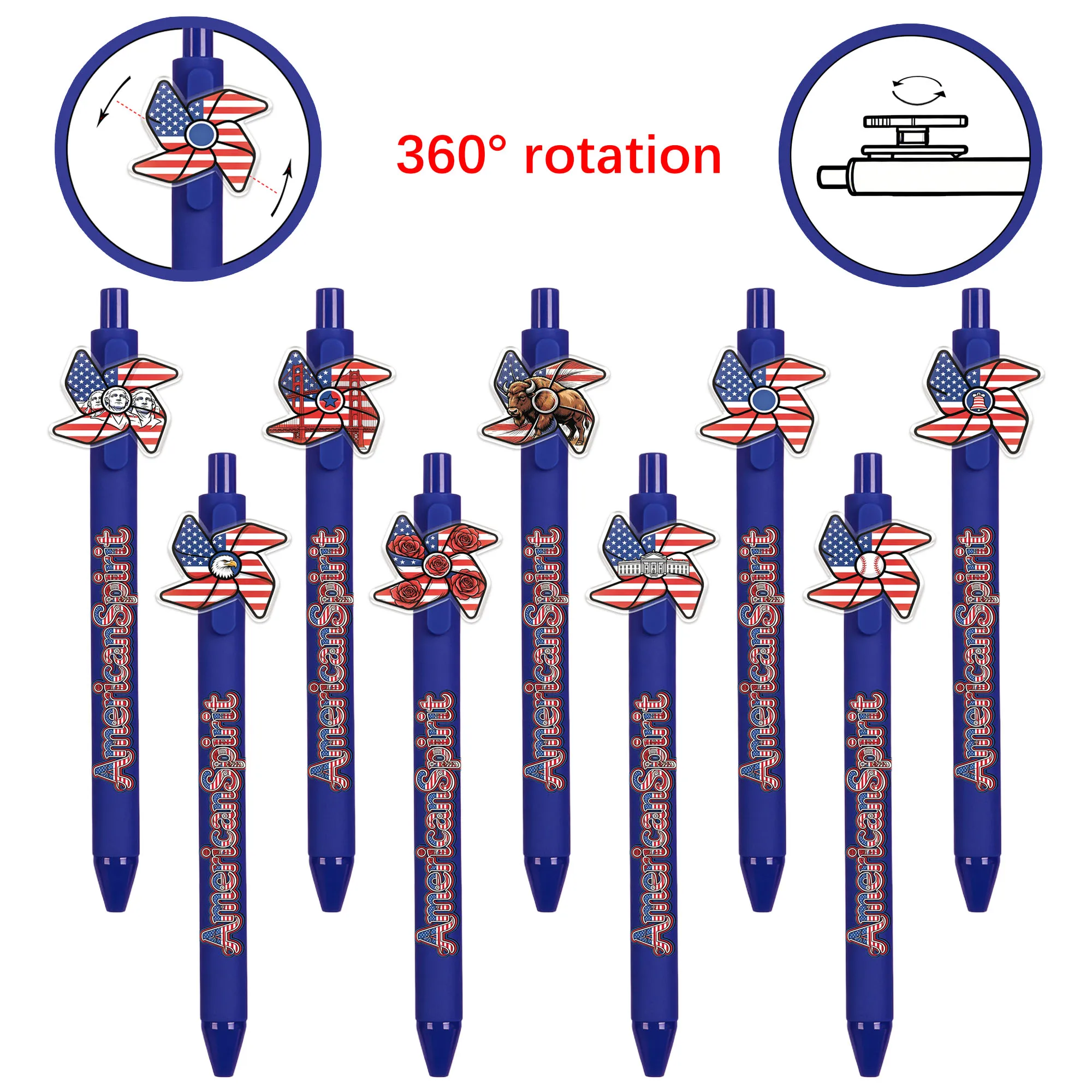 9 PCS American-style windmill-themed ballpoint pens. Classic color signature pens. Push-button design for easy use. Gift pens.
9 PCS American-style windmill-themed ballpoint pens. Classic color signature pens. Push-button design for easy use. Gift pens.