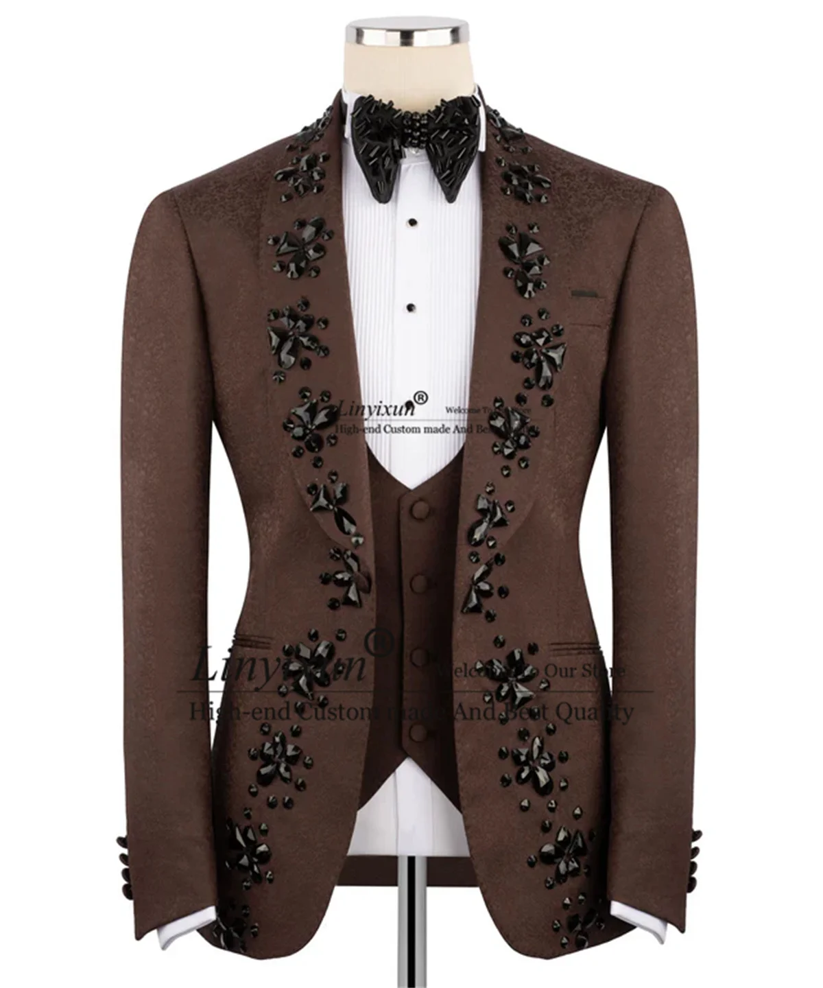 Exquisite Stones Crystal Wedding Suits for Men 3 Pieces Sets Groom Tuxedos Customized Party Blazer Jacquard robe mariage femme
Exquisite Stones Crystal Wedding Suits for Men 3 Pieces Sets Groom Tuxedos Customized Party Blazer Jacquard robe mariage femme