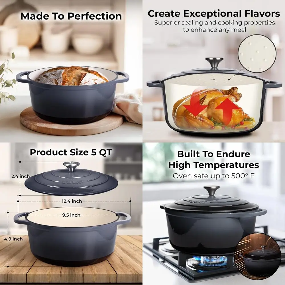 Эмалированная чугунная голландская духовка, 5 литров, безопасная в духовке до 500 шт. ° F, идеально подходит для выпечки, рагу, плетения, обжарки - серый
Эмалированная чугунная голландская духовка, 5 литров, безопасная в духовке до 500 шт. ° F, идеально подходит для выпечки, рагу, плетения, обжарки - серый