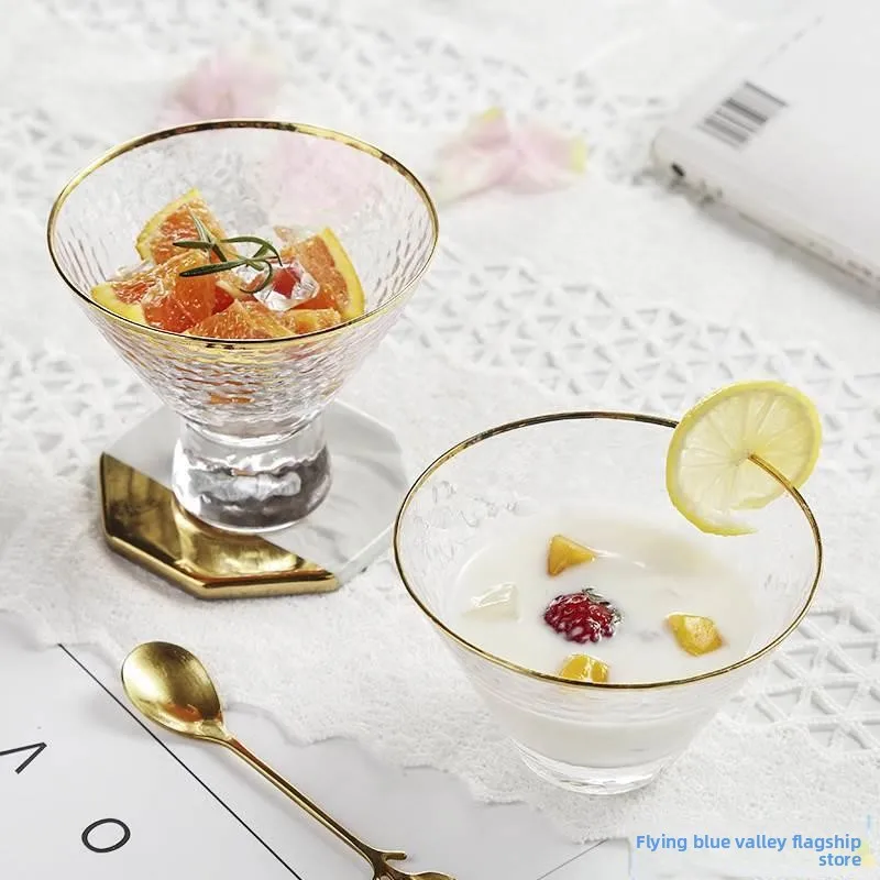 Chinese Sle Hammered Glass Cup Creative Dert Bowl Gold Rimmed High Footed Ice Cr Cup Home Use Fruit Milkake Cup
Chinese Sle Hammered Glass Cup Creative Dert Bowl Gold Rimmed High Footed Ice Cr Cup Home Use Fruit Milkake Cup