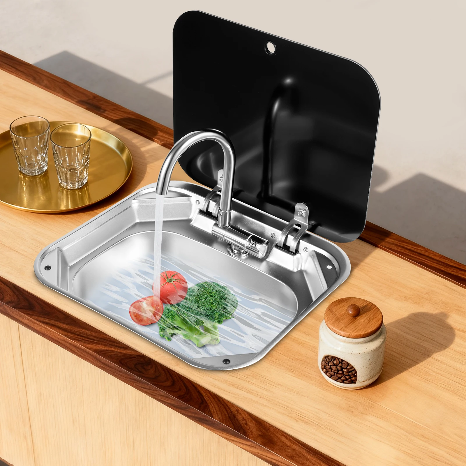 Прямоугольная крышка из закаленного стекла для раковины автофургона из нержавеющей стали 304, с краном и трубой для холодной/горячей воды для отелей
Прямоугольная крышка из закаленного стекла для раковины автофургона из нержавеющей стали 304, с краном и трубой для холодной/горячей воды для отелей