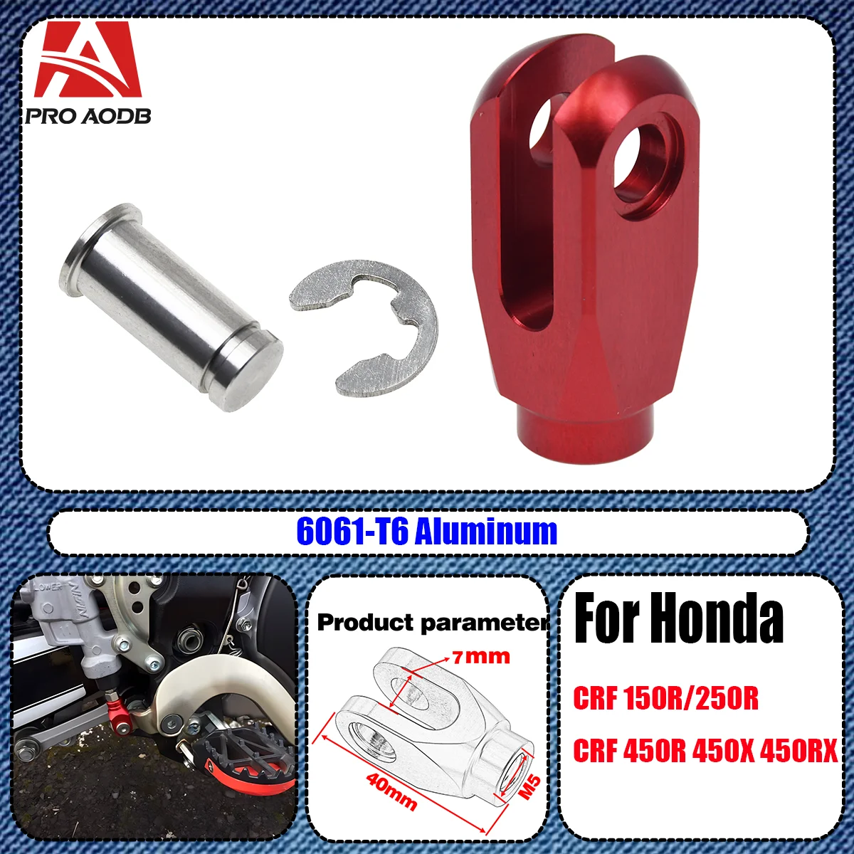 Motorcycle Aluminum Rear Brake Clevis For Honda CRF250X 250RX CRF250F CRF450R CRF450X 450RX 250R 450R 150R CR125R CR250R CRF250R
Motorcycle Aluminum Rear Brake Clevis For Honda CRF250X 250RX CRF250F CRF450R CRF450X 450RX 250R 450R 150R CR125R CR250R CRF250R