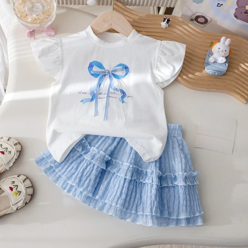 Girls Flutter Sleeve T-Shirt Pleated Skirt Set Cute Ruffle Trim Breathable Soft Cotton Casual Loose Fit Outfit for Kids Trendy
Girls Flutter Sleeve T-Shirt Pleated Skirt Set Cute Ruffle Trim Breathable Soft Cotton Casual Loose Fit Outfit for Kids Trendy
