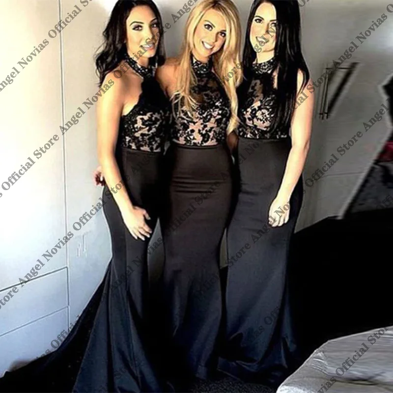 Customized High Neck Black Mermaid Bridesmaid Dresses 2026 Lace Up Wedding Party Dresses robe demoiselle d'honneur
Customized High Neck Black Mermaid Bridesmaid Dresses 2026 Lace Up Wedding Party Dresses robe demoiselle d'honneur