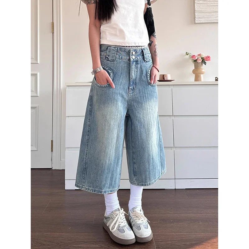 Vintage Y2k 90s Blue Cargo Jeans Women Harajuku Oversized Baggy Summer Short Pants Trousers Streetwear American Retro Capris
Vintage Y2k 90s Blue Cargo Jeans Women Harajuku Oversized Baggy Summer Short Pants Trousers Streetwear American Retro Capris