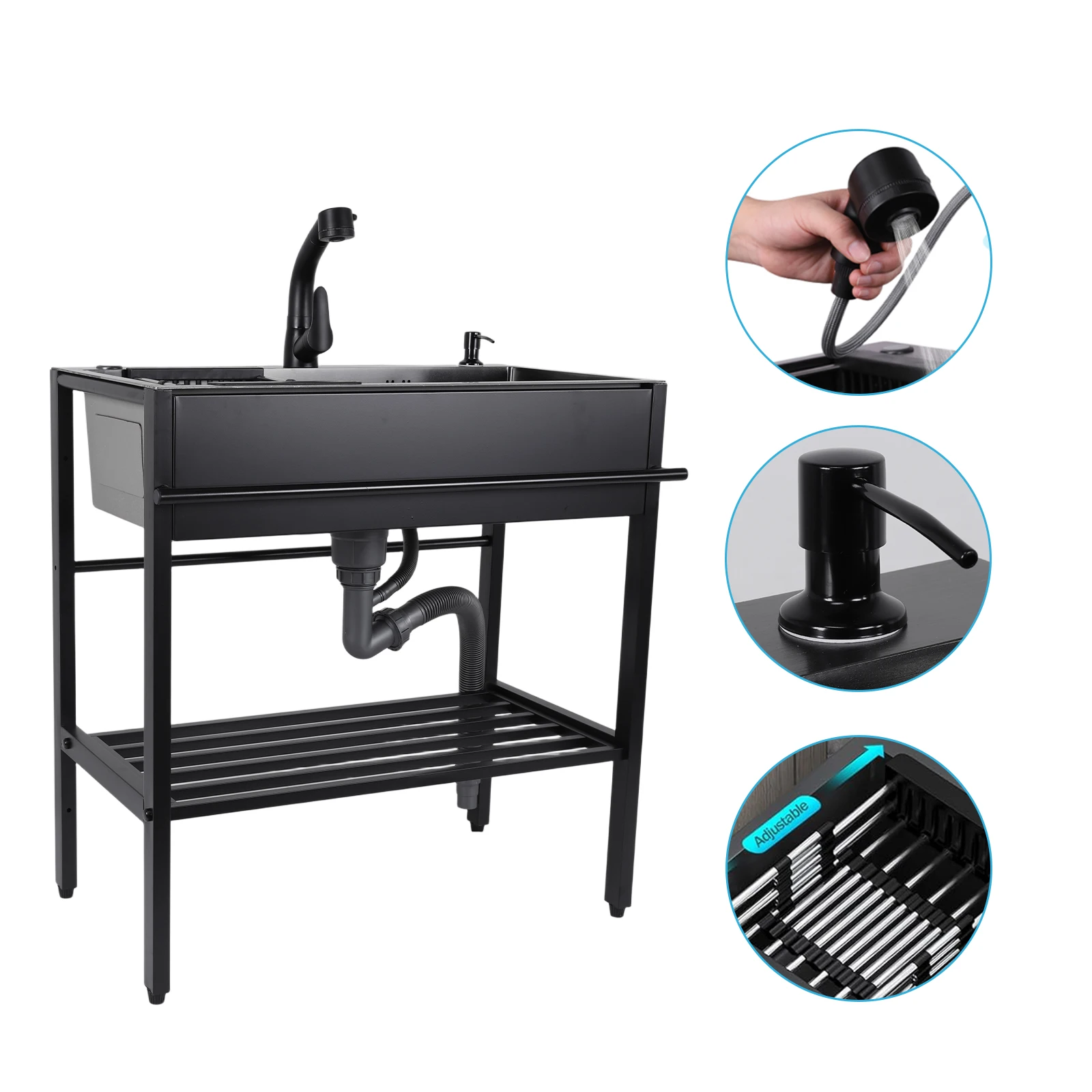 Freestanding Sink with Cold & Hot Water Faucet Hoses and Drain Kit Laundry Sink for Kitchens Bathrooms Garage Laundry Room
Freestanding Sink with Cold & Hot Water Faucet Hoses and Drain Kit Laundry Sink for Kitchens Bathrooms Garage Laundry Room