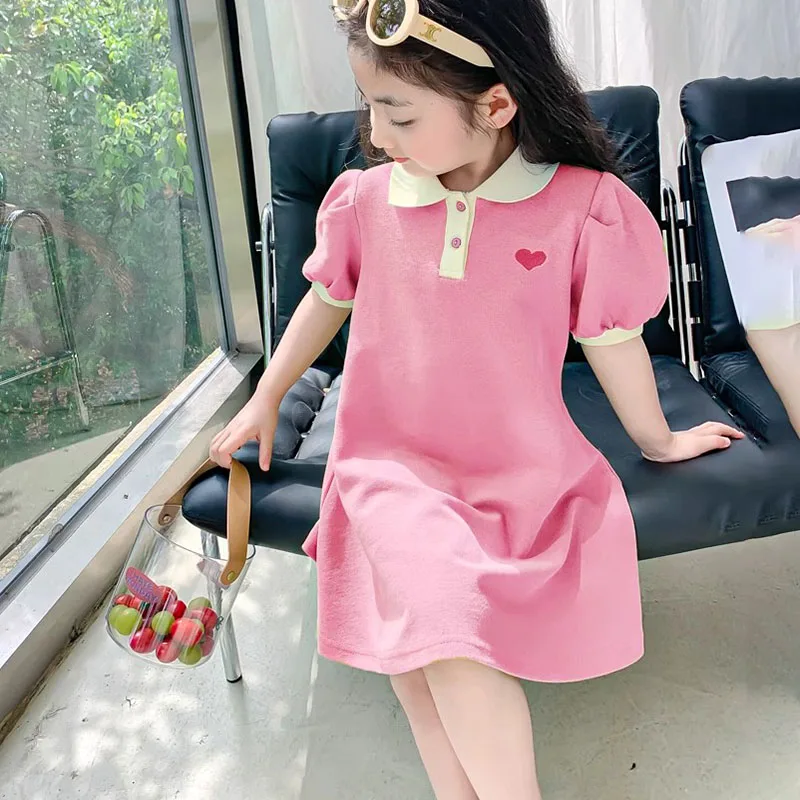 children clothing Girls' Puff Sleeve Polo baby dresses Adorable Heart Embroidery Solid Summer dress for Casual party birthday
children clothing Girls' Puff Sleeve Polo baby dresses Adorable Heart Embroidery Solid Summer dress for Casual party birthday