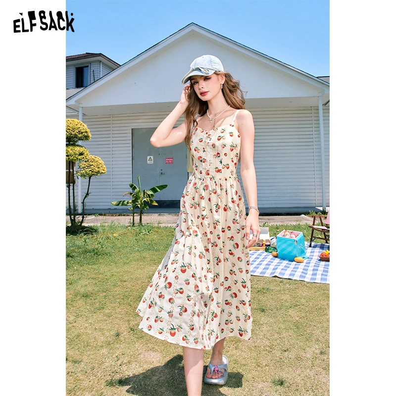 ELFSACK 2024 summer new arrival Embroidered Strawberry Cute Print Waist Tender Temperament Suspender Dress for Women
ELFSACK 2024 summer new arrival Embroidered Strawberry Cute Print Waist Tender Temperament Suspender Dress for Women