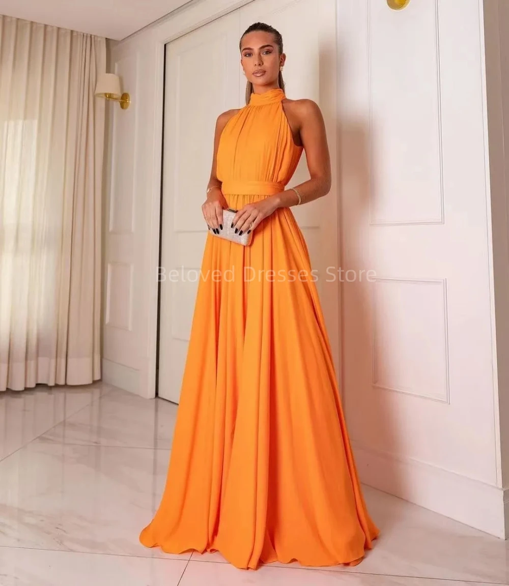 Chiffon High Collar Prom Dresses فساتين طويلة Solid Color Sleeveless Long Party Wedding Dresses Custom Gowns Robes Bal De Promo
Chiffon High Collar Prom Dresses فساتين طويلة Solid Color Sleeveless Long Party Wedding Dresses Custom Gowns Robes Bal De Promo