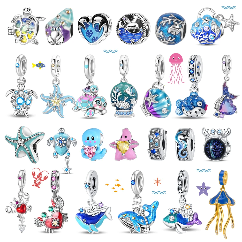 Серия Ocean, стерлинговое серебро 925, кит, черепаха, маленькая рыба, медуза, дельфин, синий шарм, подходит для браслета «сделай сам», ожерелье, вечерние украшения
Серия Ocean, стерлинговое серебро 925, кит, черепаха, маленькая рыба, медуза, дельфин, синий шарм, подходит для браслета «сделай сам», ожерелье, вечерние украшения