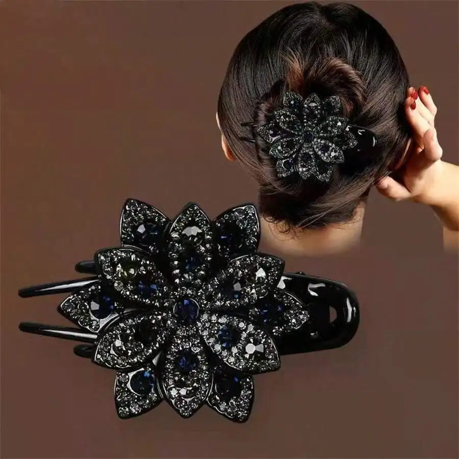 Rhinestone Flower Hair Clip For Women Elegant Claw Barrette Updo Accessory
Rhinestone Flower Hair Clip For Women Elegant Claw Barrette Updo Accessory