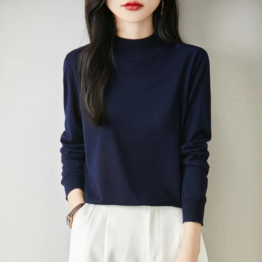 Autumn Winter Classic Versatile Thin Knitted Sweater Soft Slim Long Sleeve Wool Base Shirt Women Half High Collar Premium Fabric 
Autumn Winter Classic Versatile Thin Knitted Sweater Soft Slim Long Sleeve Wool Base Shirt Women Half High Collar Premium Fabric