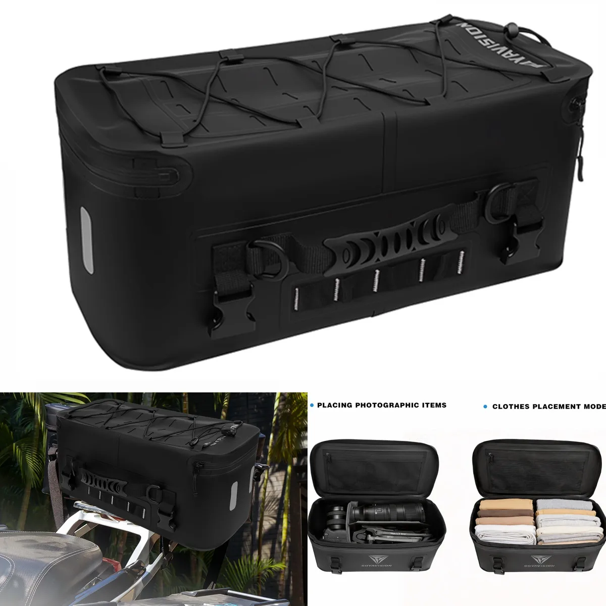 18L Waterproof Motorcycle Tail Bag Dual Mount Rear Seat or Case Top Pack with Thermal Lining,Camera Storage Dividers
18L Waterproof Motorcycle Tail Bag Dual Mount Rear Seat or Case Top Pack with Thermal Lining,Camera Storage Dividers