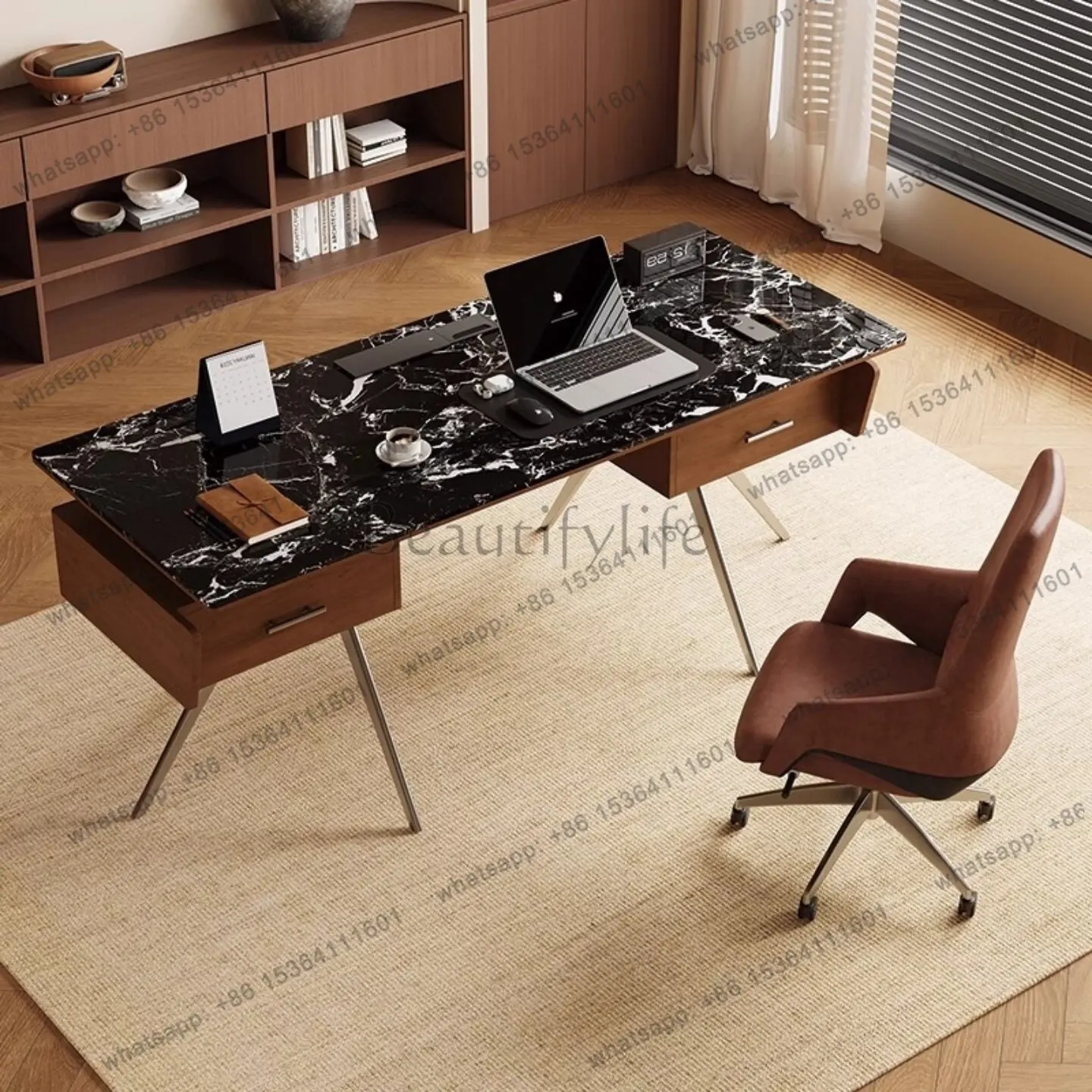 Medieval style desk rock slab high-end home writing desk
Medieval style desk rock slab high-end home writing desk