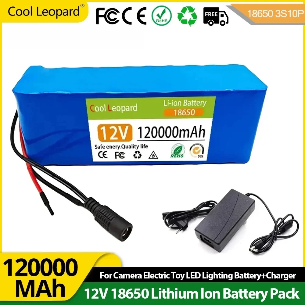 12V 120Ah Lithium Battery Pack 3S10P 18650 Lithium Ion Rechargeable Battery For Camera Electric Toy LED Lighting Battery+Charger
12V 120Ah Lithium Battery Pack 3S10P 18650 Lithium Ion Rechargeable Battery For Camera Electric Toy LED Lighting Battery+Charger