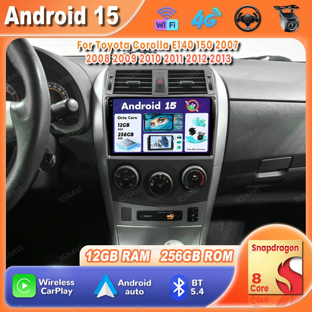 Автомобильное радио Android 15 для Toyota Corolla E140/150 2007 2008 2009 2010 2011 2012 2013 BT DSP 4G LTE GPS Беспроводной Carplay Auto DVD
Автомобильное радио Android 15 для Toyota Corolla E140/150 2007 2008 2009 2010 2011 2012 2013 BT DSP 4G LTE GPS Беспроводной Carplay Auto DVD
