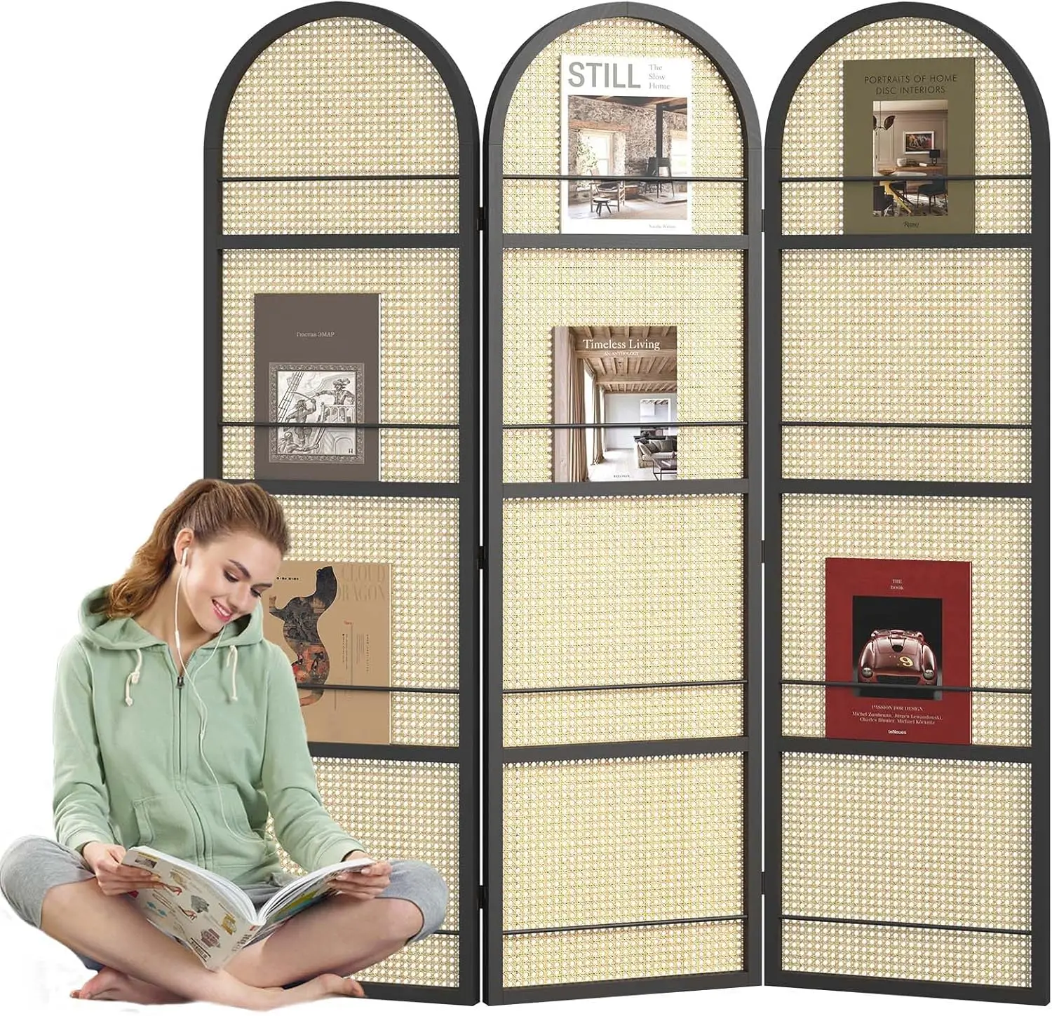Rattan Room Divider with Built-in Bookshelf | Foldable Privacy Screen & Portable Partition for Home Office, Bedroom, Rea
Rattan Room Divider with Built-in Bookshelf | Foldable Privacy Screen & Portable Partition for Home Office, Bedroom, Rea