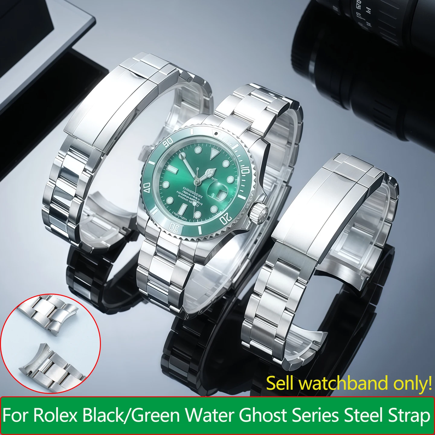 Curved end Steel Strap For Rolex Black/Green Water Ghost 126610/116610 Series Stainless Steel Watchband Adjustable Fold Buckle
Curved end Steel Strap For Rolex Black/Green Water Ghost 126610/116610 Series Stainless Steel Watchband Adjustable Fold Buckle