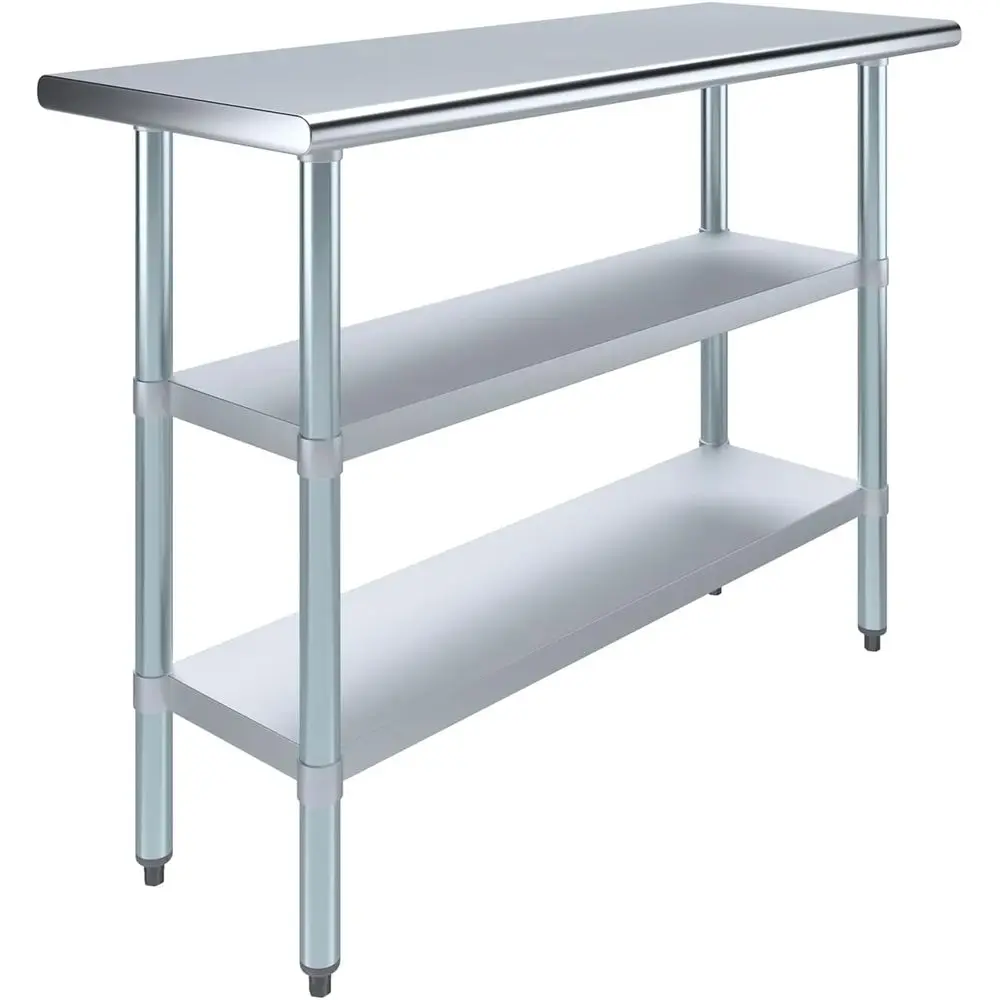 48 x 18 Stainless Steel Work Table with 2 Shelves - Metal Food Prep Station for Commercial and Residential Use
48 x 18 Stainless Steel Work Table with 2 Shelves - Metal Food Prep Station for Commercial and Residential Use