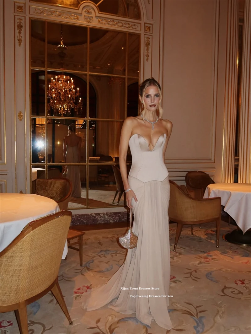 Xijun Elegant Beige Long Evening Dresses Sweetheart Sleeveless Formal Prom Dresses Floor Length Party Dresses Women Customized
Xijun Elegant Beige Long Evening Dresses Sweetheart Sleeveless Formal Prom Dresses Floor Length Party Dresses Women Customized