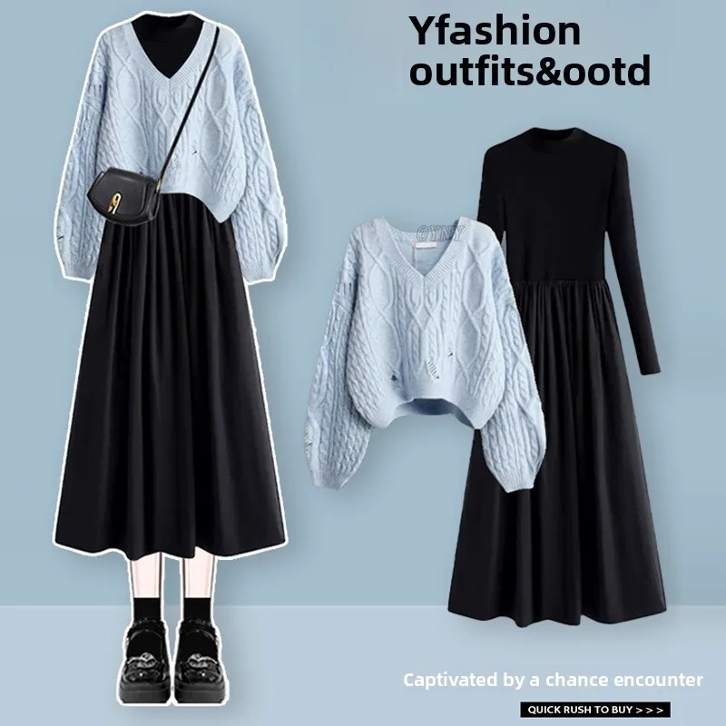 Autumn Faion Women's Long Sve round Ne Sweater Dr Set Ele Agel Sle Waist Cinched Skirt Included
Autumn Faion Women's Long Sve round Ne Sweater Dr Set Ele Agel Sle Waist Cinched Skirt Included