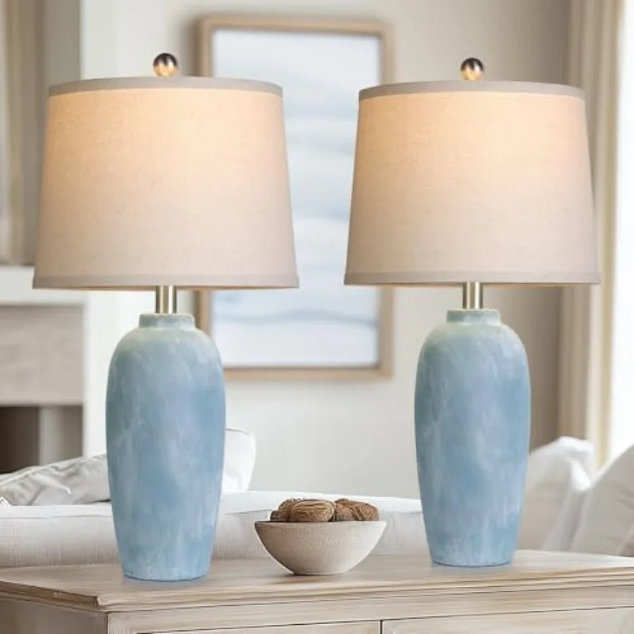 25" Jar Table Lamps Set of 2, Ceramic Bedside Lamps for Bedroom, Coastal Nightstand Lamps for Living Room
25" Jar Table Lamps Set of 2, Ceramic Bedside Lamps for Bedroom, Coastal Nightstand Lamps for Living Room