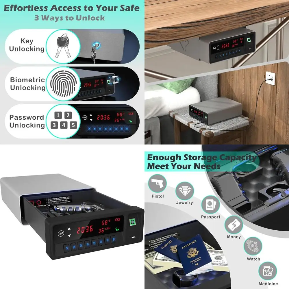 Биометрический сейф-пистолетница с 3-сторонним доступом: по отпечатку пальца, по кодовой панели или по ключу - Домашний сейф-тумба с ЖК-дисплеем и голосовым управлением (серый)
Биометрический сейф-пистолетница с 3-сторонним доступом: по отпечатку пальца, по кодовой панели или по ключу - Домашний сейф-тумба с ЖК-дисплеем и голосовым управлением (серый)