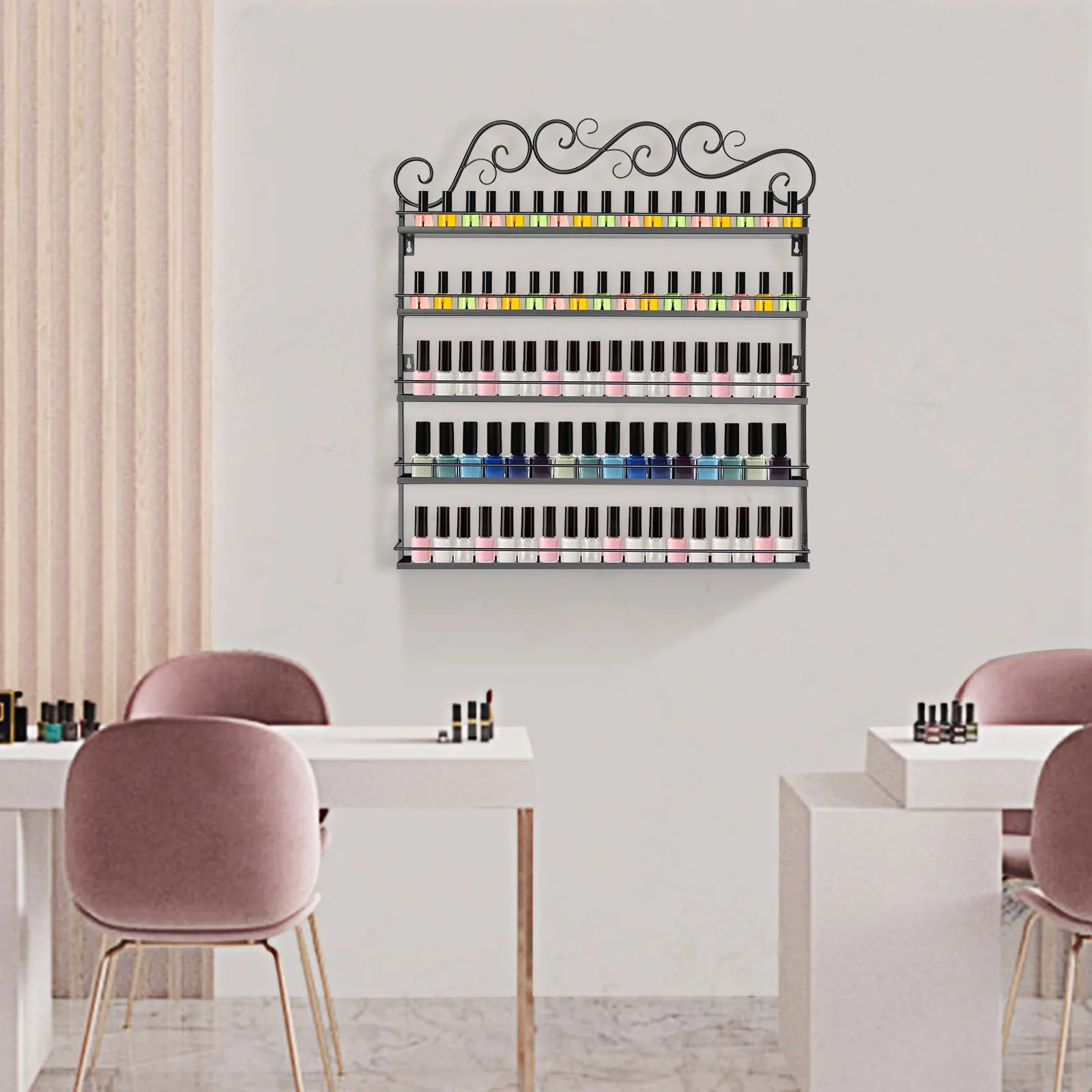5-Tier Black Metal Nail Polish Rack – Sleek Nail Polish Organizer & Essential Oil Display Shelf – Space-Saving Wall Mount Design
5-Tier Black Metal Nail Polish Rack – Sleek Nail Polish Organizer & Essential Oil Display Shelf – Space-Saving Wall Mount Design
