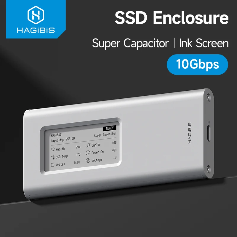 Hagibis M.2 NVMe SSD Enclosure with E-Ink Display 10Gbps Ink Screen Aluminum External SSD Case for 2230/2242/2260/2280 SSDs
Hagibis M.2 NVMe SSD Enclosure with E-Ink Display 10Gbps Ink Screen Aluminum External SSD Case for 2230/2242/2260/2280 SSDs